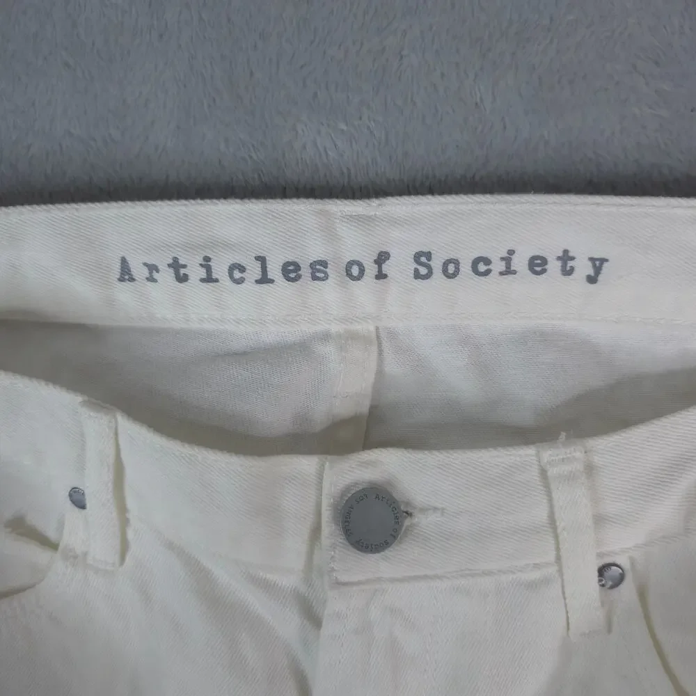 Articles of Society Shorts Womens 29 White‎ Cotton Distressed Cut Off 4